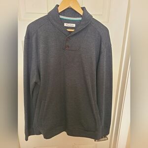 Tommy Bahama Charcoal Shawl Collar Pullover Sweater